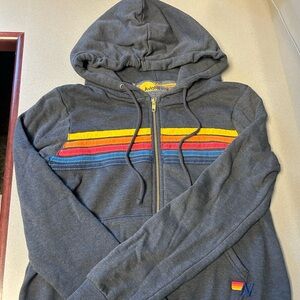 Aviator Nation Navy Hoodie with Yellow and Blue Accents